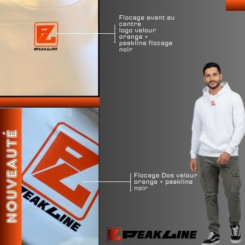 sweat à capuche blanc Unisexe FLOCAGE VELOUR PEAKLINE