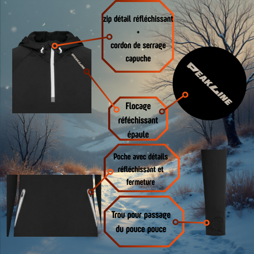 Sweat à capuche 1/4 ZIP WINTER-PEAKLINE UNISEXE