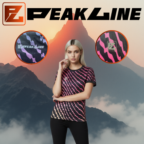 Maillot Running Femme noir PEAKLINE dégradé bleu/rose/jaune