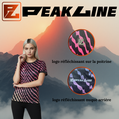 Maillot Running Femme noir PEAKLINE dégradé bleu/rose/jaune