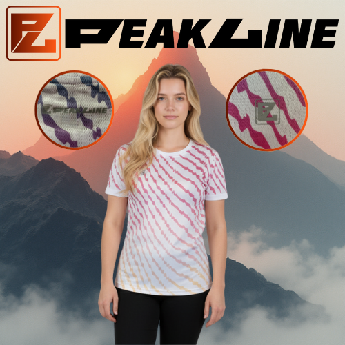 Maillot Running Femme blanc PEAKLINE dégradé bleu/rose/jaune