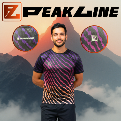 Maillot Running Homme noir PEAKLINE dégradé violet/orange