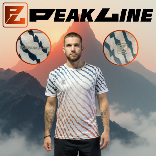 Maillot Running Homme Blanc PEAKLINE dégradé Bleu/orange
