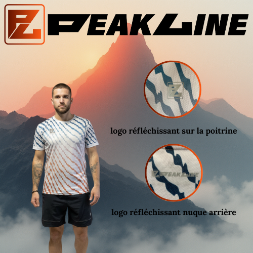 Maillot Running Homme Blanc PEAKLINE dégradé Bleu/orange