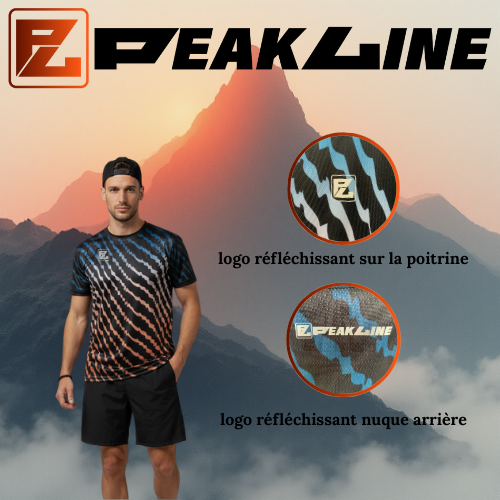 Maillot Running Homme Noir PEAKLINE dégradé Bleu/orange